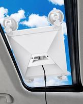 Balta siurbtuvinė tvirtinimo detalė, skirta „Starlink Mini“ automobiliui ir kemperiui