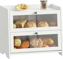 BAMBANG Brotkasten für Küchenarbeitsplatte, extra großer Bambus-Brotkasten, Aufbewahrungsbehälter für hausgemachtes Brot, doppellagiges Sauerteig-Brotkasten, Brotkasten-Organizer für Thekenschrank