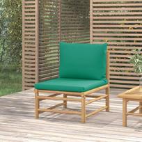 Bambus Gartenmöbel Set als Garten-Lounge-Set aus Bambus - 3-TLG. Lauko poilsio kambario komplektas mit Kissen und Mittelsofa aus