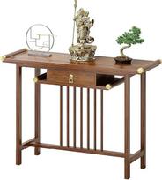 Bambus Eingangstisch, Buddhistischer Gebetstisch mit Schublade, Sofatisch mit Messingverzierungen für Wohnzimmer, Foyer und Tempel(100 * 42 * 88cm/39.4 * 16.5 * 34.6in)