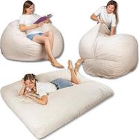 bananair - XXL Bean Bag lova, lengvai virsta patogiu ir minkštu grindų čiužiniu, velvetinis audinys ir putų užpildas, universali Bean Bag lova, futonas, sulankstomas čiužinys (baltai baltas)