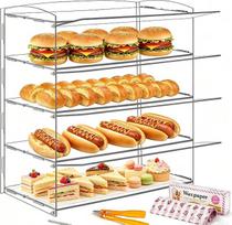 BAOSHISHAN akrilo tortų vitrina, skaidri, 4 aukštų, skirta pyragams, keksams ir spurgoms, su padavimo žnyplėmis, 20" ilgio x 9,8" pločio x 20" aukščio (4 aukštai)