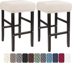 Baro taburetės dangtelis Stačiakampio formos tempiamas stalviršio aukščio baro kėdės Slipcovers Stačiakampio formos virtuvės skaitiklio balno sėdynės dangtelis mediniam ir metaliniam suoliukui, smėlio spalvos, 2 vnt.