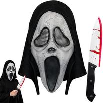 Bauginančios Helovino „Scream“ kaukės, latekso siaubo kaukės, „Ghostface“ kaukės su kruvinu peiliu, Helovino kostiumai, cosplay vakarėlių aksesuarai, karnavalas, kaukių vakarėlis