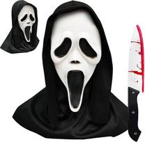 Bauginančios Helovino „Scream“ kaukės, latekso siaubo kaukės, „Ghostface“ kaukės su kruvinu peiliu, Helovino kostiumai, cosplay vakarėlių aksesuarai, karnavalo vakarėliai, kaukių vakarėliai – A
