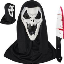 Baugios Helovino „Scream“ kaukės, latekso siaubo kaukės, „Ghostface“ kaukės su kruvinu peiliu, Helovino kostiumai, cosplay vakarėlių aksesuarai, karnavalo vakarėliai, maskaradas-G