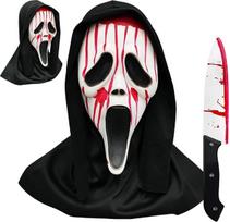 Bauginančios Helovino „Scream“ kaukės, latekso siaubo kaukės, „Ghostface“ kaukės su kruvinu peiliu, Helovino kostiumai, cosplay vakarėlių aksesuarai, karnavalo vakarėliai, maskaradas-B