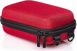 Baxxtar Pure Red L kietasis dėklas kompaktiniams fotoaparatams su diržu ir kilpa CoolPix W100 - CyberShot DSC HX90 HX95 HX99 - Lumix TZ70 - PowerShot SX720 - Olympus/Om TG-7 TG-6