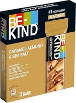 BE-KIND 3 x 30 g užkandžių batonėliai be glitimo Karamelė, migdolai ir jūros druska Daug skaidulinių medžiagų Be dirbtinių dažiklių, kvapiųjų medžiagų ir konservantų