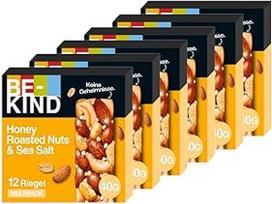 BE-KIND Medus, skrudinti riešutai ir jūros druska 6 x 12 x 40 g I Riešutų batonėlis I Batonėlis I Be glitimo