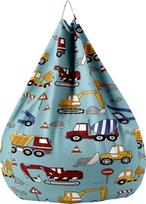 Bean Bag be užpildo vaikams ir suaugusiems, Cartoon Print Lazy Bean Bag Bean Bag Cover, Toy Storage Seat Cushion with Zip (100 x 120 cm, Large Yellow Truck)