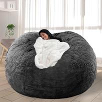 Bean Bag kėdė suaugusiems ir vaikams, be užpildo, minkštas negabaritinis apvalus Big Joe Bean Bag, tingus sofa, skaitymo kėdės dangtis, 60 colių, tamsiai pilka