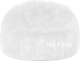 Bean Bag kėdės suaugusiems ir vaikams (be užpildo), 2,3-5 pėdų pūkuotas kailio taburetė, sofos dangtis, Bean Bag kėdė, kušetė, Bean Bag, Osmanų, poilsio kambarys, Futon Puff (balta, 4,5 ft-D135 cm dangtelis)