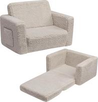 BEJOY vaikiška sulankstoma sofa-lova "2-in-1", fotelis, "Sherpa" kušetė, sulankstoma sofa vaikų kambariui, dovana vaikų dienai ir gimtadieniui, mergaitėms ir berniukams - šviesiai pilka