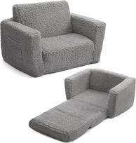 BEJOY vaikiška sulankstoma sofa-lova "2-in-1", fotelis, "Sherpa" kušetė, sulankstoma sofa vaikų kambariui, dovana vaikų dienai ir gimtadieniui, skirta mergaitėms ir berniukams - pilka