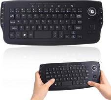 Belaidė klaviatūra su trackballu, 2,4 GHz mini klaviatūra su multimedijos funkcijomis, trackball tipo „Air Mouse“ skirtas „Android TV Box“, „Smart TV“, kompiuteriui ir nešiojamajam kompiuteriui, juodos spalvos