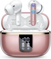 Belaidės "Bluetooth" ausinės, "Bluetooth 5.4 Kopfhörer mit 4 ENC Noise Cancelling, Rosa