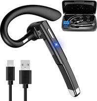 Belaidės „Bluetooth“ ausinės su mikrofonu, CVC 8.0 triukšmo slopinimo funkcija, LED ekranas, 8–10 valandų grojimo laikas, galimybė prijungti du įrenginius biure, suderinamos su išmaniaisiais telefonais, juodos spalvos