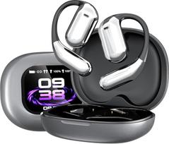 Belaidės „Hi-Fi“ ausinės su „Bluetooth 5.3“, aktyvi triukšmo slopinimo technologija (ENC), patogus atviras ausų dizainas, skirtos muzikai ir skambučiams, 40 valandų veikimo laikas, valdymas liečiant, suderinamos su „Android“ ir „iOS“, pilkos spalvos