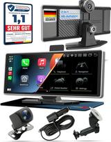 Belaidis "CarPlay" ekranas ir "Android" ekranas automobiliui, nešiojamasis "Apple CarPlay" ekranas ir "Android" su "Bluetooth" ir FM, prietaisų skydelio kamera ir atbulinės eigos kamera (sidabrinė)