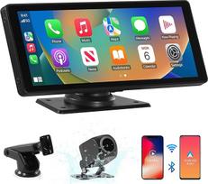 Belaidis "Carplay" ir "Android" automobilinis ekranas, 10,26 colių nešiojamasis automobilinis radijas su galinio vaizdo kamera, "Bluetooth", "Mirror Link", GPS navigacija, FM siųstuvas, AUX kabelis