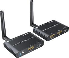 Belaidis HDMI KVM siųstuvas ir imtuvas, 200 m / 660 pėdų, HDMI USB KVM prailginimo įrenginys: 1 kompiuteris, 2 monitoriai, bendra pelė ir klaviatūra, „Loop Out“ išėjimas, 1080p @ 60 Hz, su 2 USB kabeliais