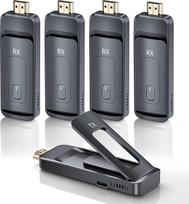 Belaidis HDMI siųstuvas ir 4 imtuvai, 5G/4K dekodavimą palaikantis belaidis HDMI perdavimo prailgintojas, palaikantis iki 6 imtuvų, 1080P vaizdo srautas iš nešiojamojo kompiuterio, fotoaparato ar TV dekoderiaus į kelis televizorius, projektorius ar monito