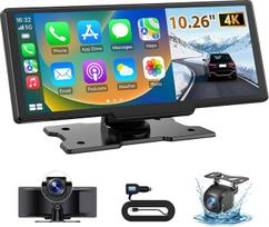 Belaidis „CarPlay“ ir „Android Auto“ 10,26 colių ekranas, „Apple CarPlay“ su 4K vaizdo registratoriumi ir galinio vaizdo kamera, GPS navigacija ir balso valdymas, „CarPlay“ ekranas automobiliams, lengvas montavimas lengvuosiuose automobiliuose ir visureig