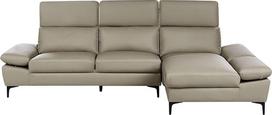 Beliani Farila Retro kampinė sofa su šezlongu Beige Taupe natūrali oda Kairė pusė L formos