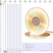 BENLUN 12 V COB LED juosta grindų spintelės apšvietimui Virtuvė 10 m, galima pjaustyti 4000 K natūralios baltos spalvos LED juosta su reguliatoriumi ir maitinimo šaltiniu, skirta spintelės apšvietimui, akustinėms plokštėms, spintai