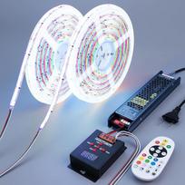 BENLUN 24 V WS2811 COB LED juosta 20 m (10 m x 2), RGB + IC juostos žibintai, keičiantys spalvą, LED juosta su nuotolinio valdymo pulteliu ir maitinimo šaltiniu, skirta kambarių apdailai, virtuvei, akustinėms plokštėms, žaidimams
