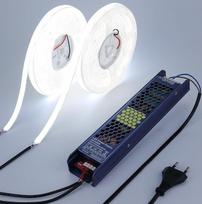 BENLUN 24 V LED juostos difuzijos lauko 10 m (5 m x 2), 6000 K šaltai balta LED juosta Lauko vandeniui atspari LED juosta, ryški 24000 LM 240 W, lipni, su maitinimo šaltiniu, skirta kambarių apdailai