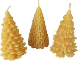 Bičių vaško žvakės Kalėdų eglutės žvakės, 3 vnt. rinkinys, 9 cm, 100 % grynas bičių vaškas