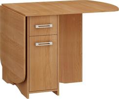 BIM baldai "Homi Mini 10" išskleidžiamas stalas, 160 x 80 x 75 cm, sulankstomas stalas, virtuvės stalas, valgomojo stalas, ovalus stalas su spintele ir stalčiais (alksnis)