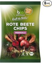 biozentrale Daržovių traškučiai burokėlių - 6 x 90 g (6 vnt.) - veganiški, be glitimo, daug skaidulų turintys daržovių traškučiai be mielių ekstrakto, rafinuoti su jūros druska, traškūs, veganiški, su skaidulomis