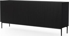 bogart Nicole komoda 200 cm komoda su stalčiais 4 durų svetainės spinta Highboard Juoda metalinė kojelė