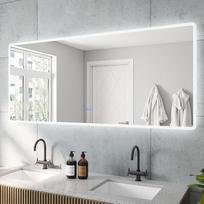 BORAS serijos didelis vonios veidrodis su LED netiesioginiu apšvietimu 160 x 70 cm nuo rūko šaltai balta neutrali balta šilta balta reguliuojamas reguliuojamas apšvietimas su atminties funkcija, skirtas sieniniam jungikliui