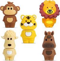 BORLTER CLAMP USB atmintinė 16GB Pack of 5 Cute Animal Pattern Memory Stick Dovana studentams vaikams