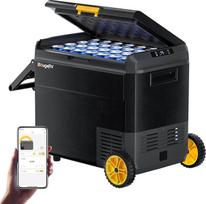 BougeRV CRS 60L kompresorinė šaldymo dėžė su rankena Ratai Automobilinė šaldymo dėžė 12V 230V su programėlės valdymu Integruotas krepšys Šaldymo dėžė Kempingo šaldytuvas Elektrinis IPX4 Vandeniui atsparus šaldytuvas kelionėms Valtis Žvejyba -20°C