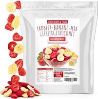 Braškių ir bananų mišinys 200 g - liofilizuotos braškės ir liofilizuoti bananai kaip skanus užkandis maišelyje