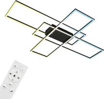 BRILONER - LED lubų šviestuvas su nuotolinio valdymo pulteliu, reguliuojamas nuo šiltai baltos iki šaltai baltos spalvos, LED šviestuvas, lubų šviestuvas, svetainės šviestuvas, miegamojo šviestuvas, virtuvės šviestuvas, 104 x 71 x 9,5 cm, juodas