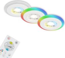 BRILONER Leuchten 7040-036 3 įleidžiami lubų šviestuvai, LED šviesos žiedas, RGB CCT, plokšti, įleidžiami vonios kambario prožektoriai, IP44, balti, 84 x 34 mm (DxH),