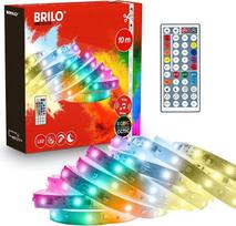 BRILONER – 10 m LED juosta, reguliuojama balta spalva (CCTIC), RGB IC dinaminis spalvų perjungimas, tolygiai reguliuojamas šviesos stiprumas, nuotolinio valdymo pultas, muzikos jutiklis, skirta kištukinei rozetei, juosta, LED juosta, kambario dekoracija,