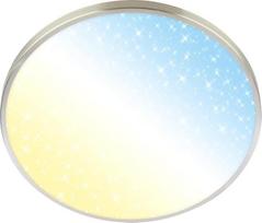 BRILONER – LED lubinis šviestuvas su nuotolinio valdymo pultu, reguliuojamas apšvietimo intensyvumas, CCT, dekoratyvinė apdaila, „žvaigždėtas dangus“, LED lempa, lubinis šviestuvas, svetainės lempa, virtuvės lempa, lubinis apšvietimas, 38 x 6,5 cm (G x A)