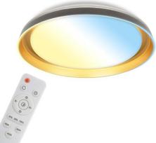 BRILONER – LED lubinis šviestuvas su nuotolinio valdymo pultu, reguliuojamas šviesos stiprumas, CCT (nuo šiltos baltos iki dienos šviesos baltos), LED lempa, lubinis šviestuvas, svetainės lempa, miegamojo lubinis šviestuvas, 43 x 8 cm, juodos ir auksinės
