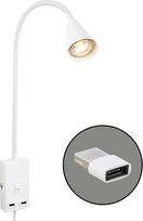 BRILONER – skaitymo lempa su USB jungtimi, įjungimo/išjungimo jungikliu, pasukama, su kištuku, vidaus sieninis šviestuvas, sieninė lempa, naktinė lempa, skaitymo lempa, naktinė lemputė, 50 cm aukščio, balta