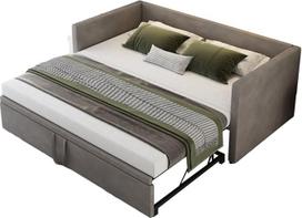 BRILVERDE Išskleidžiama sofa lova, sofa lova 90/180 x 200 cm su skersiniais rėmais, išskleidžiama dieninė lova, funkcinė lova suaugusiesiems ir paaugliams, aksominis audinys, be čiužinio (pilka)
