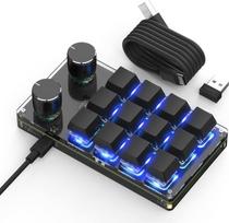 BRIMFORD programuojama makro klaviatūra 2.4G žaidimų klaviatūra 12 klavišų 2 mygtukai Bluetooth USB C Windows Mac OS