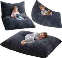 BRINJOY vaikų sėdimoji pūslė, 3-in-1 grindų lova su atminties putų užpildu, sėdimoji pūslė-sofa su nuimamu ir skalbiamu užvalkalu, skirta žaidimų kambariui, patogi grindų kilimėlis berniukams ir mergaitėms nuo 3 metų (juoda)