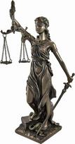 Bronzinė „La Justicia“ statula su svarstyklėmis ir kardu, 8 colių aukščio